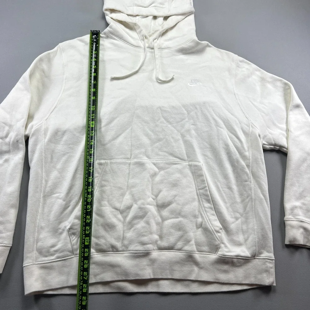 Nike Sportswear Club Fleece Hoodie Mens 2XL Beige Cotton Swoosh Logo Everyday